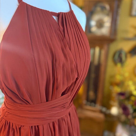 Halter Neck Rust Dress SZ 8 - Picture 2 of 5